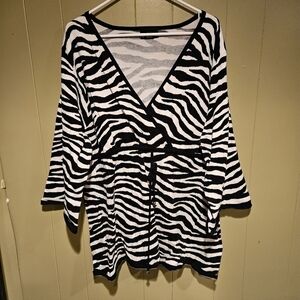 Lane Bryant Animal, Zebra Print Knit Wrap Sweater, Size 26/28, Adjustable